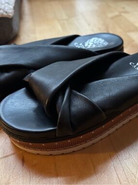 Vince Camuto Chunky Leather Platform Slide Sandals